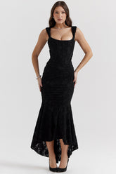 Cesca black floral maxi dress Bridesmaid Collection