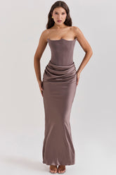 Persephone smoke strapless corset maxi dress Bridesmaid Collection