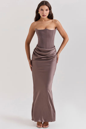 Persephone smoke strapless corset maxi dress Bridesmaid Collection