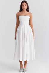 Audrey white strapless midi sundress