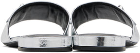 Versace Silver Medusa Buckle Metallic Mules