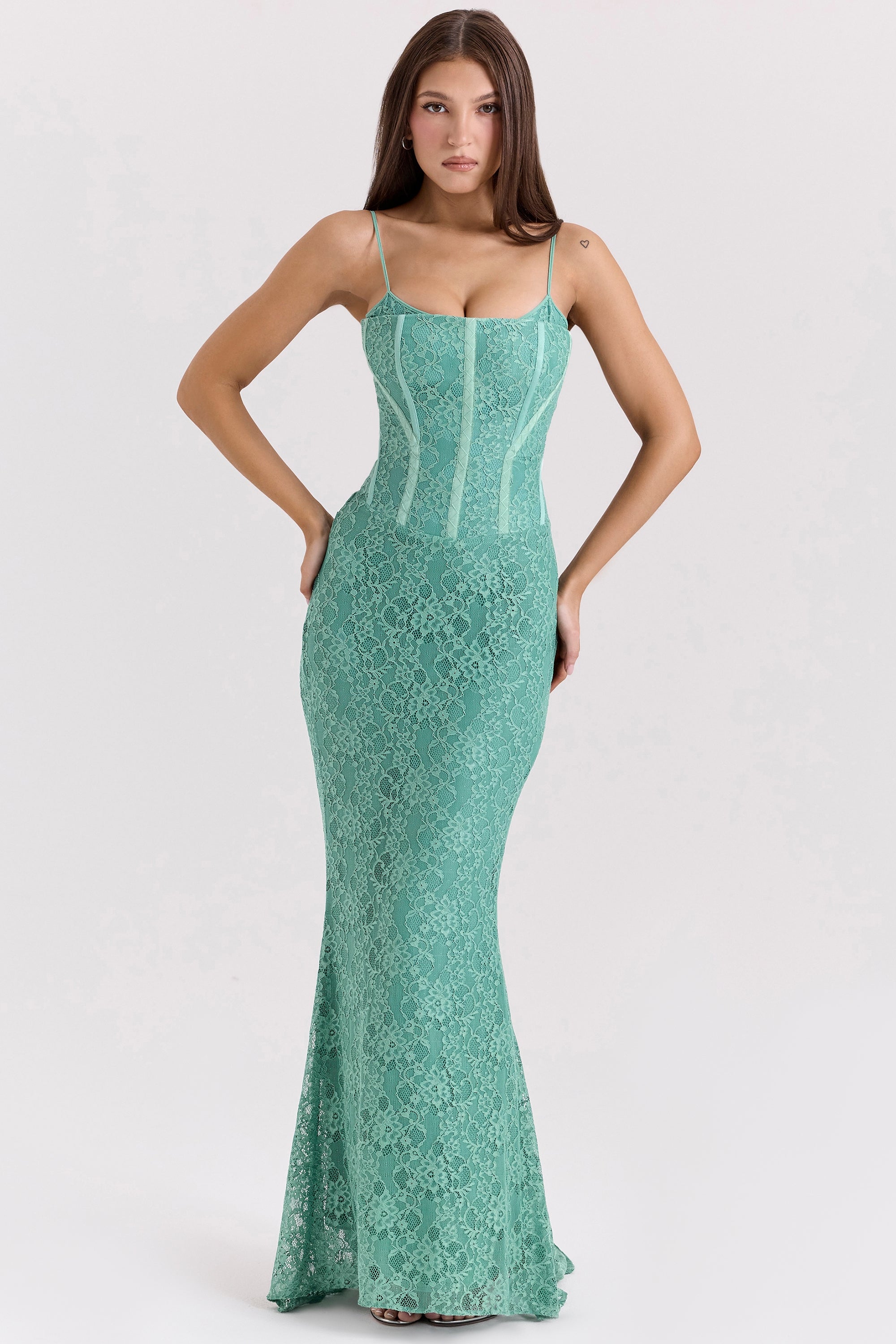 Antonina jade lace corset maxi dress Bridesmaid Collection