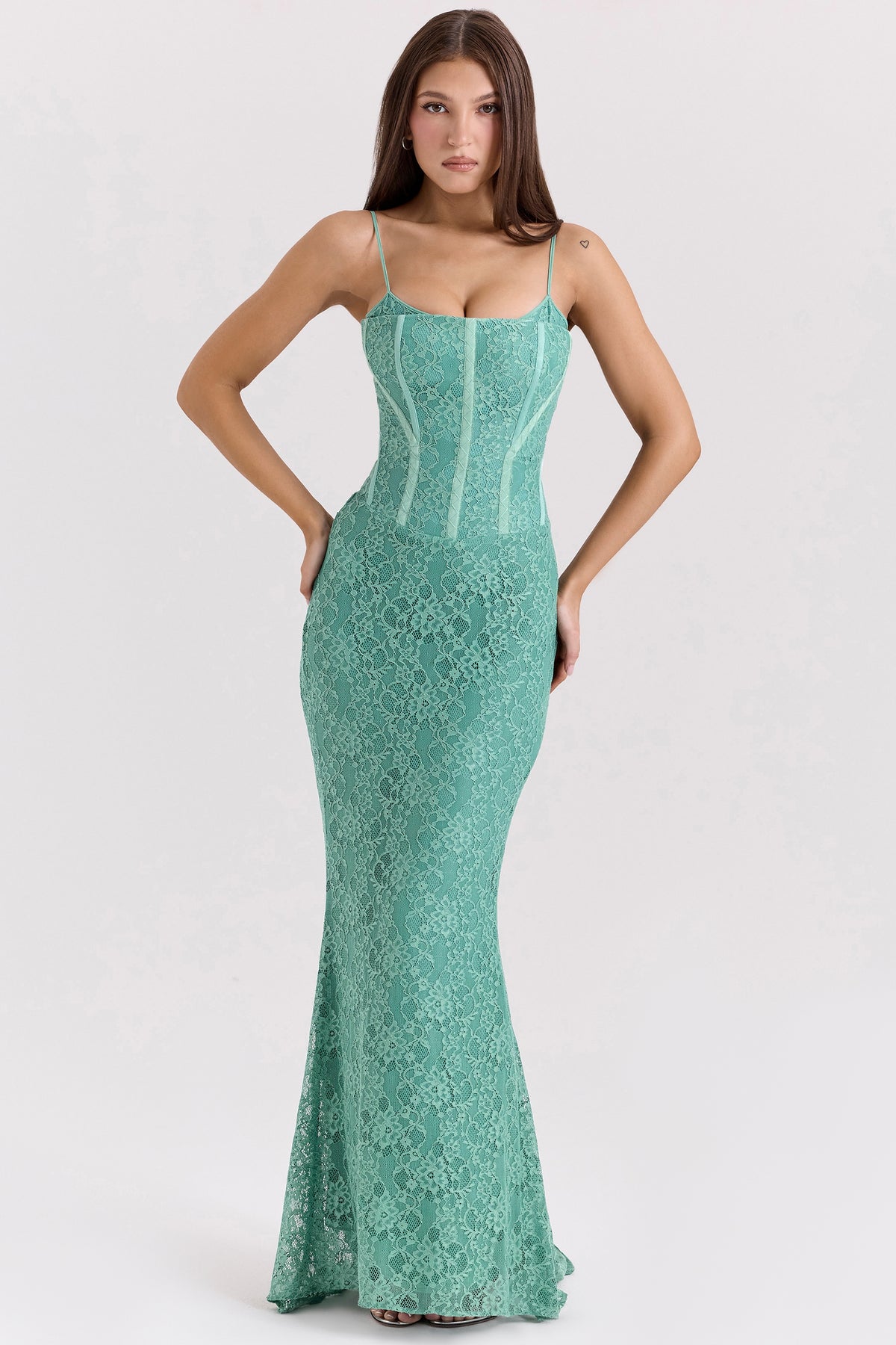 Antonina jade lace corset maxi dress Bridesmaid Collection