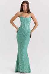 Antonina jade lace corset maxi dress Bridesmaid Collection