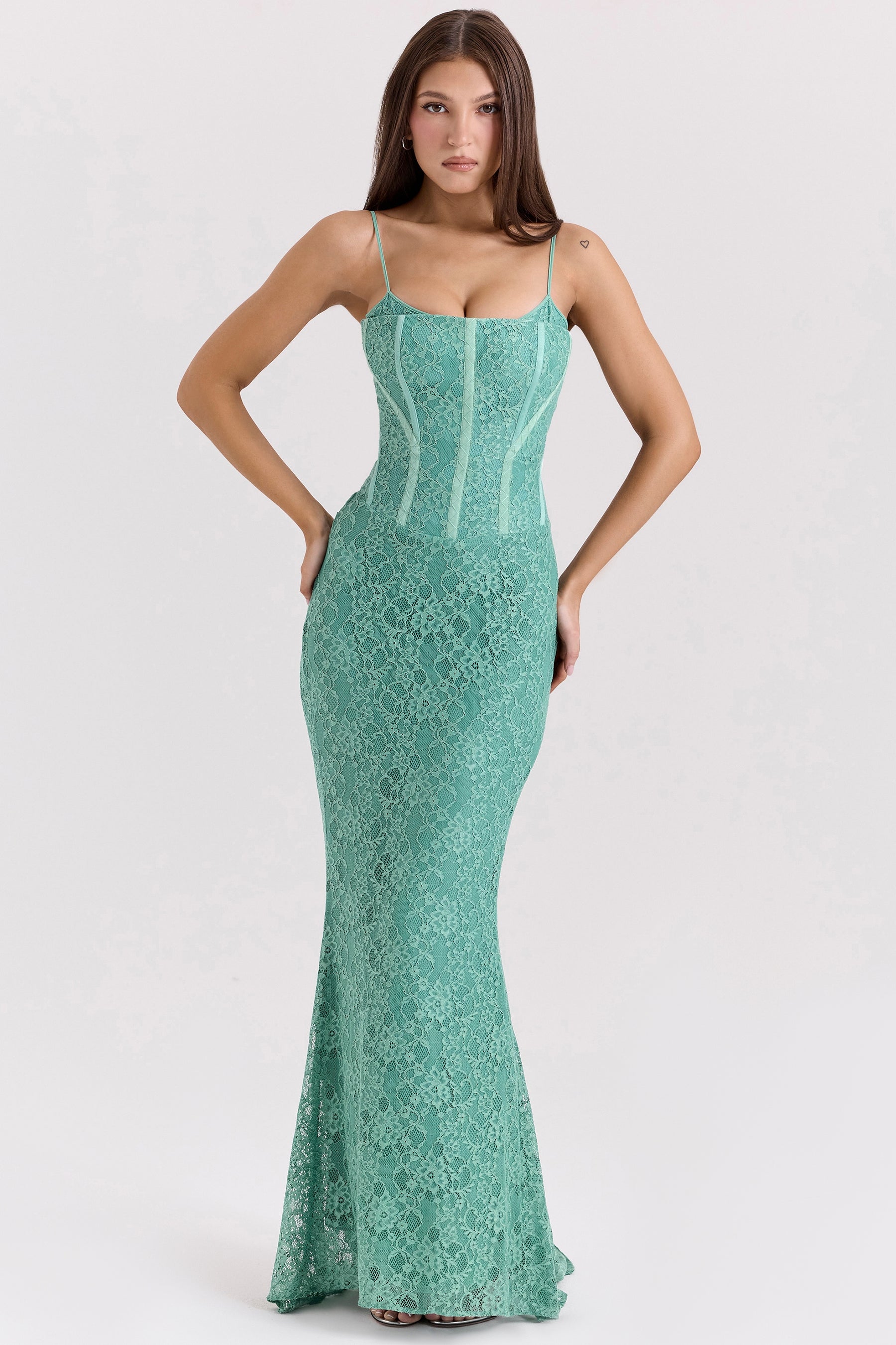 Antonina jade lace corset maxi dress Bridesmaid Collection