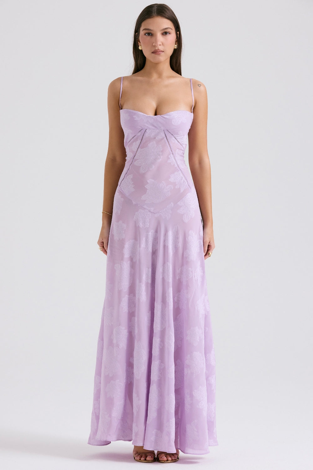 Seren orchid floral lace back maxi dress Bridesmaid Collection