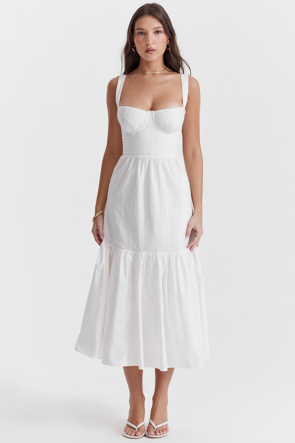 Elia white broderie anglaise midi sundress