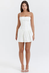 Marcy white pleated mini dress
