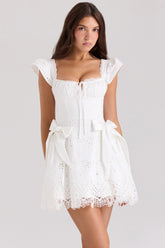 Giglio white broderie anglais frill mini dress