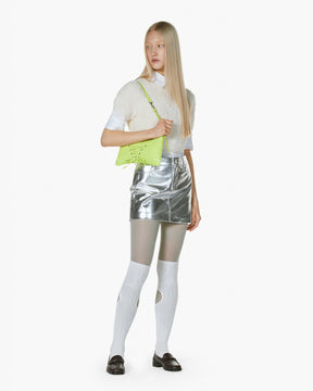 RIBBON TIE SHOULDER BAG - APPLE GREEN