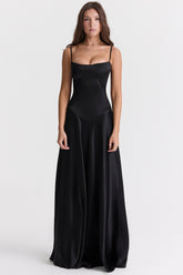 Anabella black lace up maxi dress Bridesmaid Collection