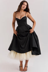 Mademoiselle black tulle midi dress Bridesmaid Collection