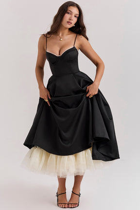 Mademoiselle black tulle midi dress Bridesmaid Collection
