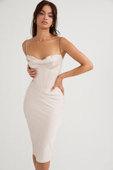 Myrna crystal satin corset midi dress