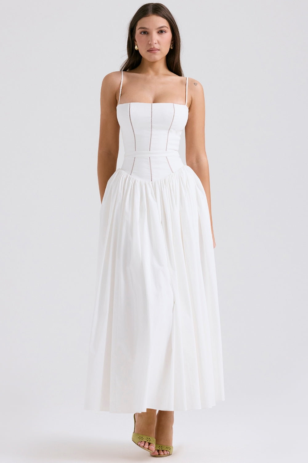 Ysabella white cotton maxi sundress