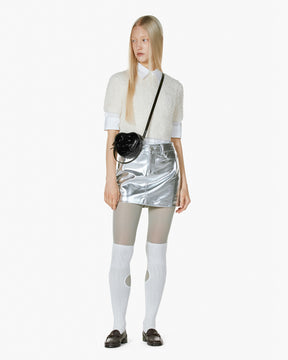 RIBBON TIE HEART BAG - BLACK