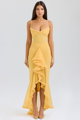 Gabbi apricot ruffled front gown Bridesmaid Collection