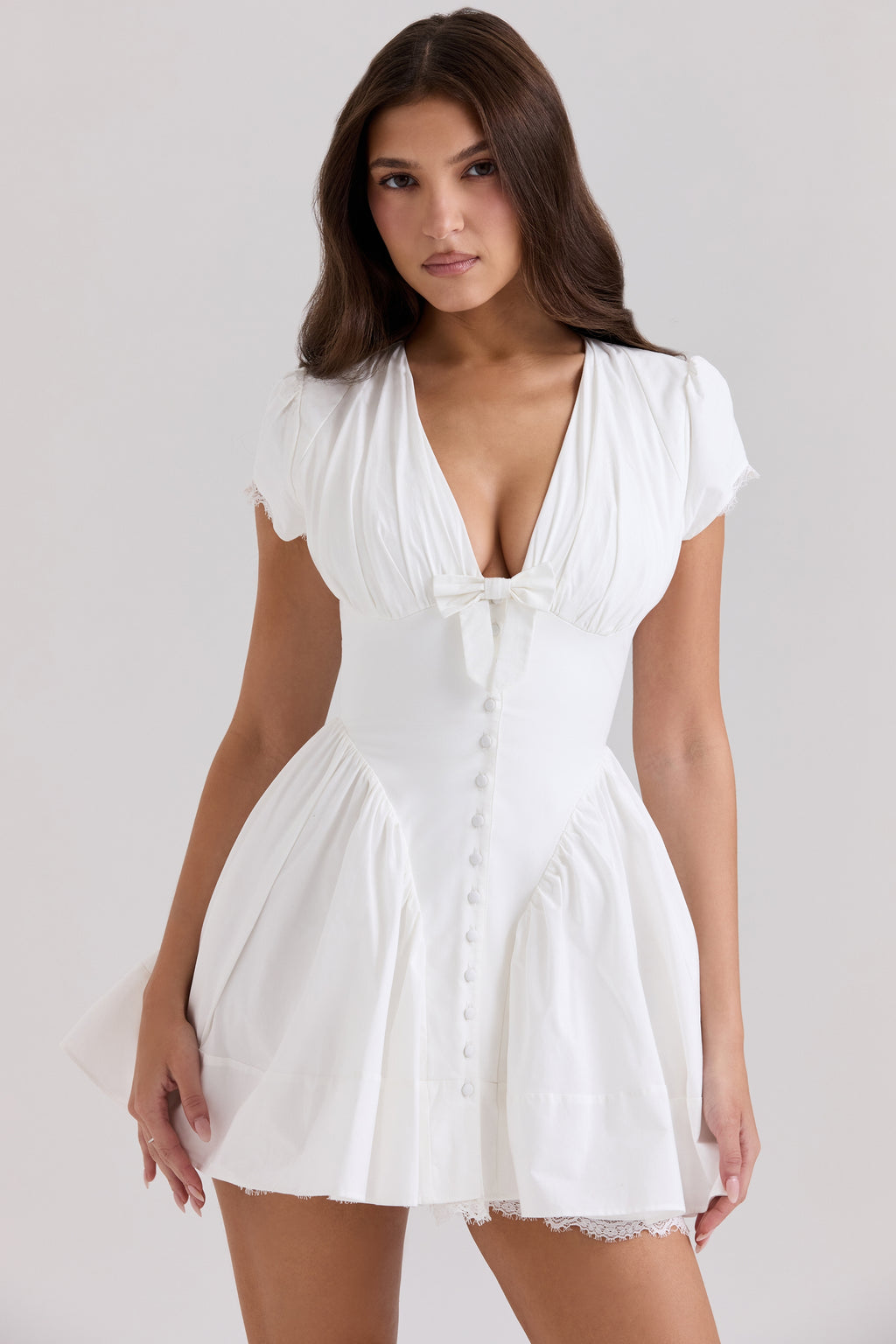 Emiliana white stretch cotton mini dress