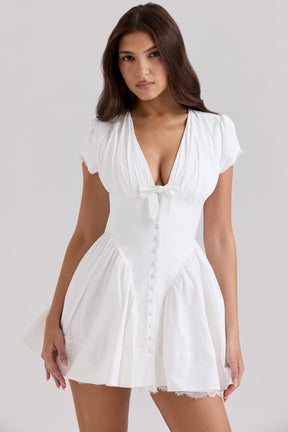 Emiliana white stretch cotton mini dress