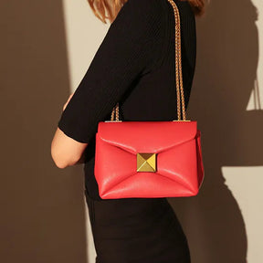 Bold Geometric Gold Chain Bag