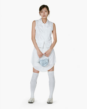 RIBBON TIE HEART BAG - PALE BLUE