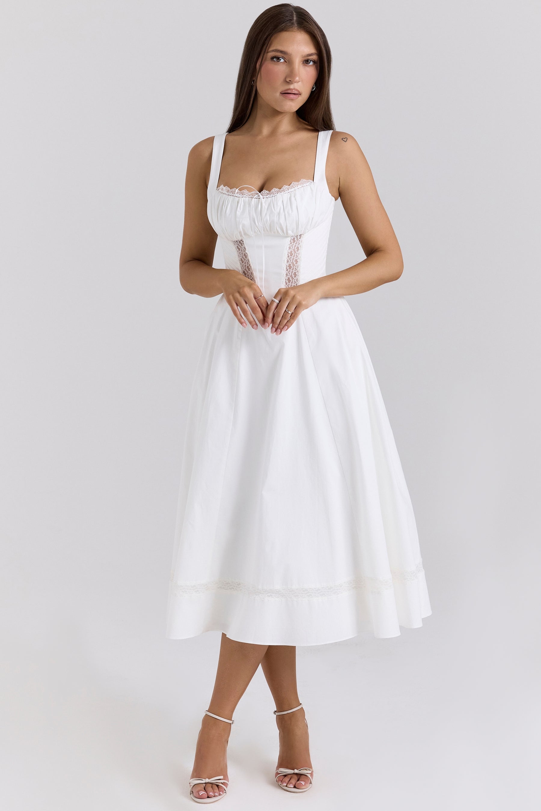 Kim white cotton midi sundress