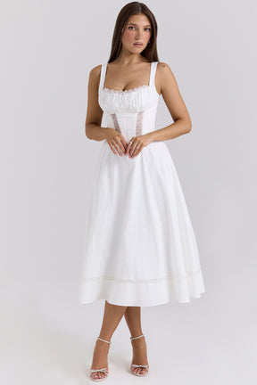 Kim white cotton midi sundress