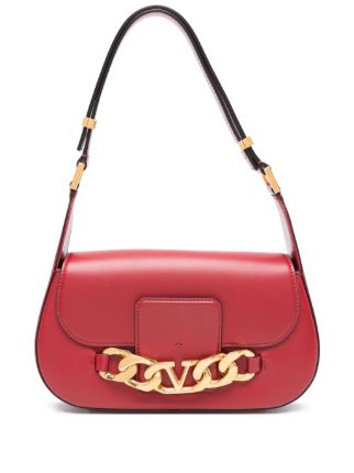 Valentino Garavani V-logo chain leather shoulder bag