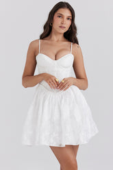 Nerissa white jacquard corset mini dress