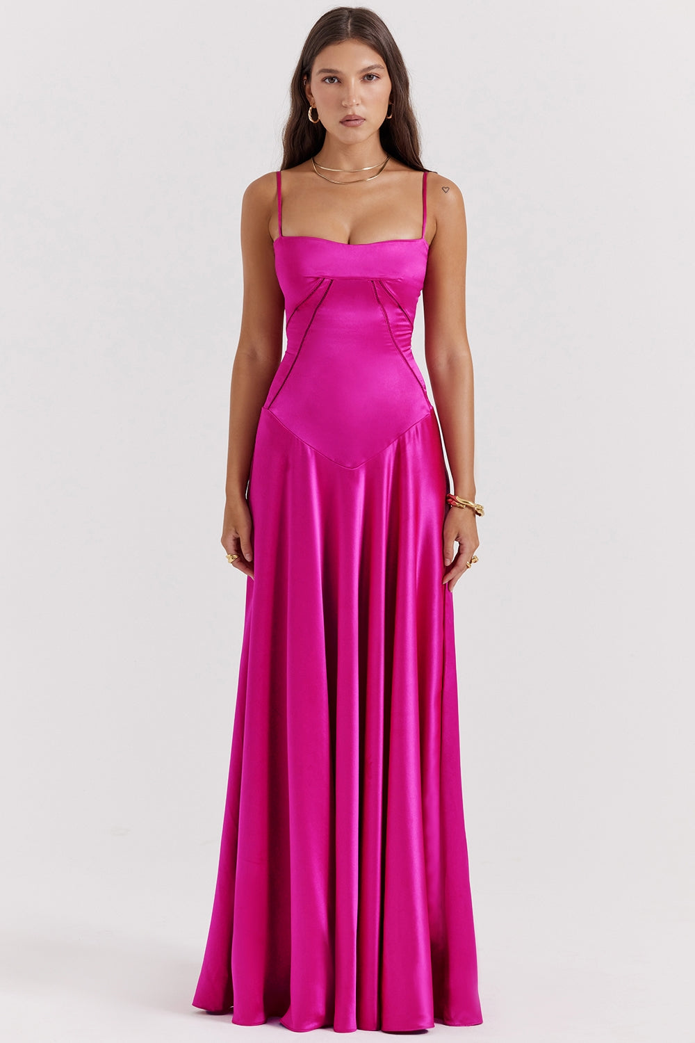 Anabella fuchsia lace up maxi dress Bridesmaid Collection