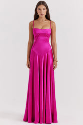 Anabella fuchsia lace up maxi dress Bridesmaid Collection