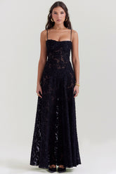 Seren black floral lace back maxi dress Bridesmaid Collection