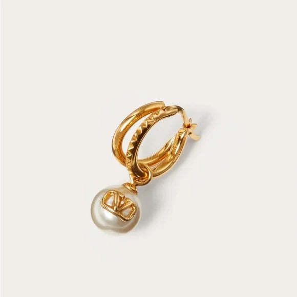 VALENTINO GARAVANI Vlogo Signature Metal Earrings SWAROVSKI Pearls