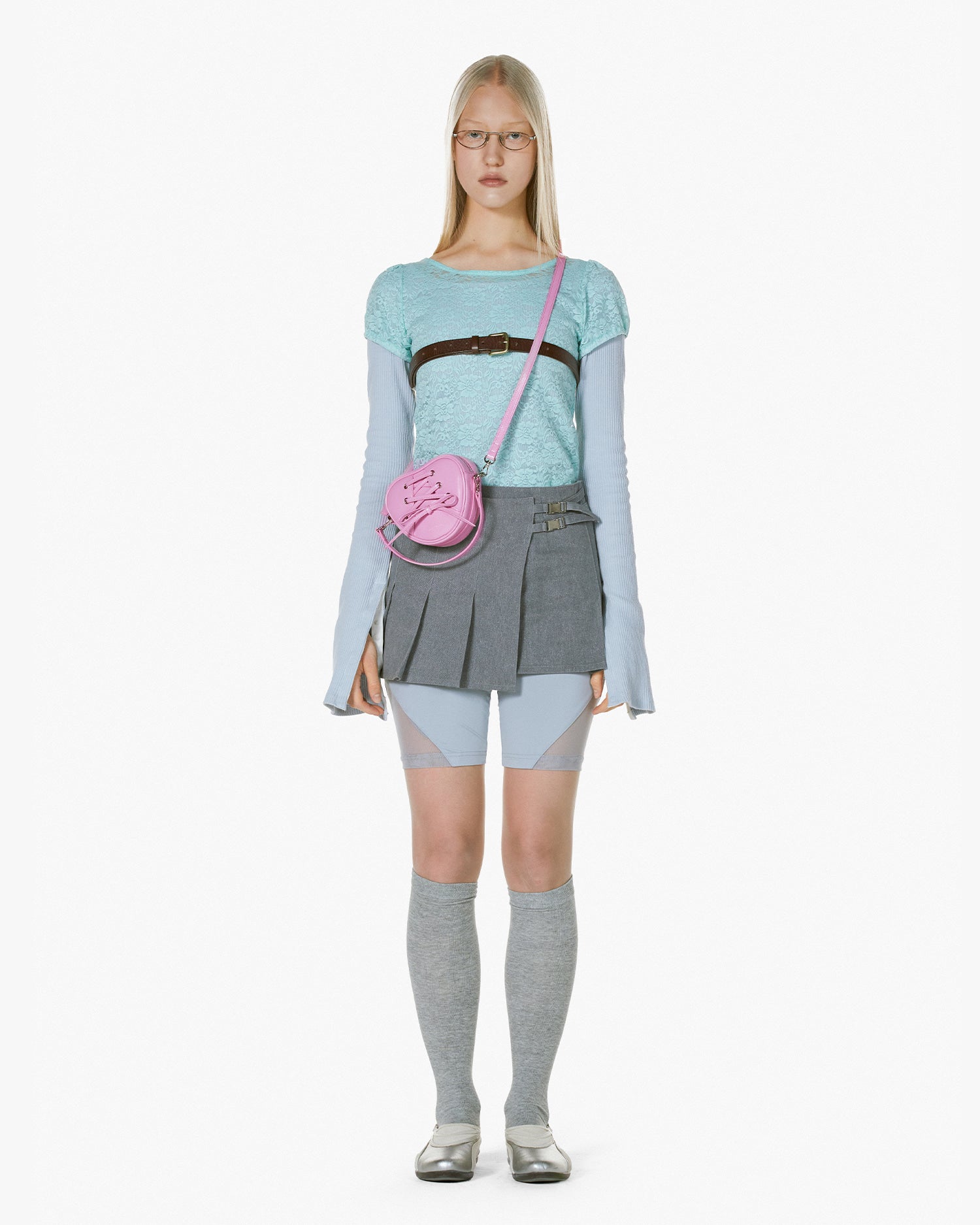 RIBBON TIE HEART BAG - PINK