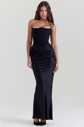 Persephone black strapless corset dress Bridesmaid Collection
