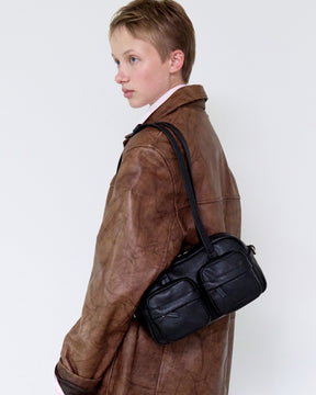 TWIN POCKET SHOULDER BAG 27 - BLACK