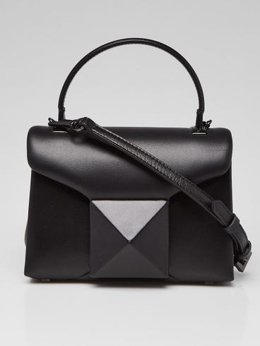 Valentino Black Lambskin Leather One Stud Mini Top Handle Bag