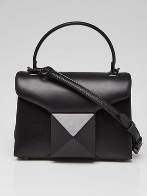 Valentino Black Lambskin Leather One Stud Mini Top Handle Bag