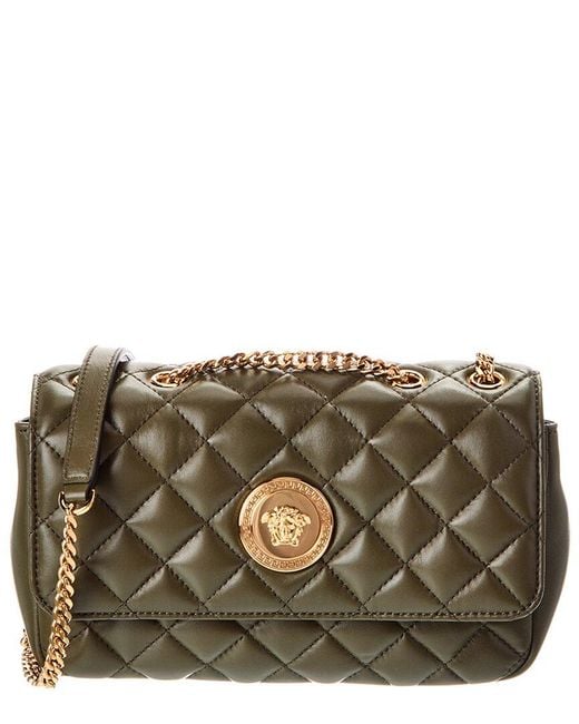 Versace Women's Grey La Medusa Quilted Leather Shoulder Bag