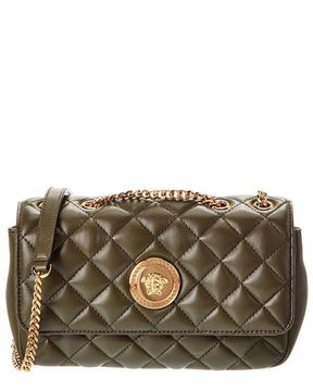 Versace Women's Grey La Medusa Quilted Leather Shoulder Bag