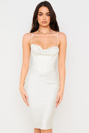 Myrna ivory corset slip dress