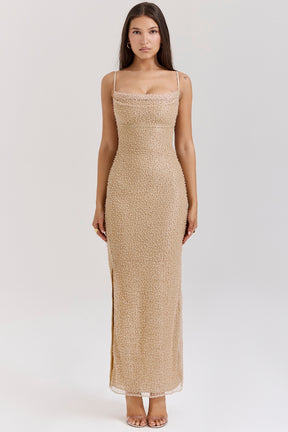 Calla seapearl embellished maxi dress Bridesmaid Collection