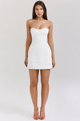 Mimi white strapless twill mini dress
