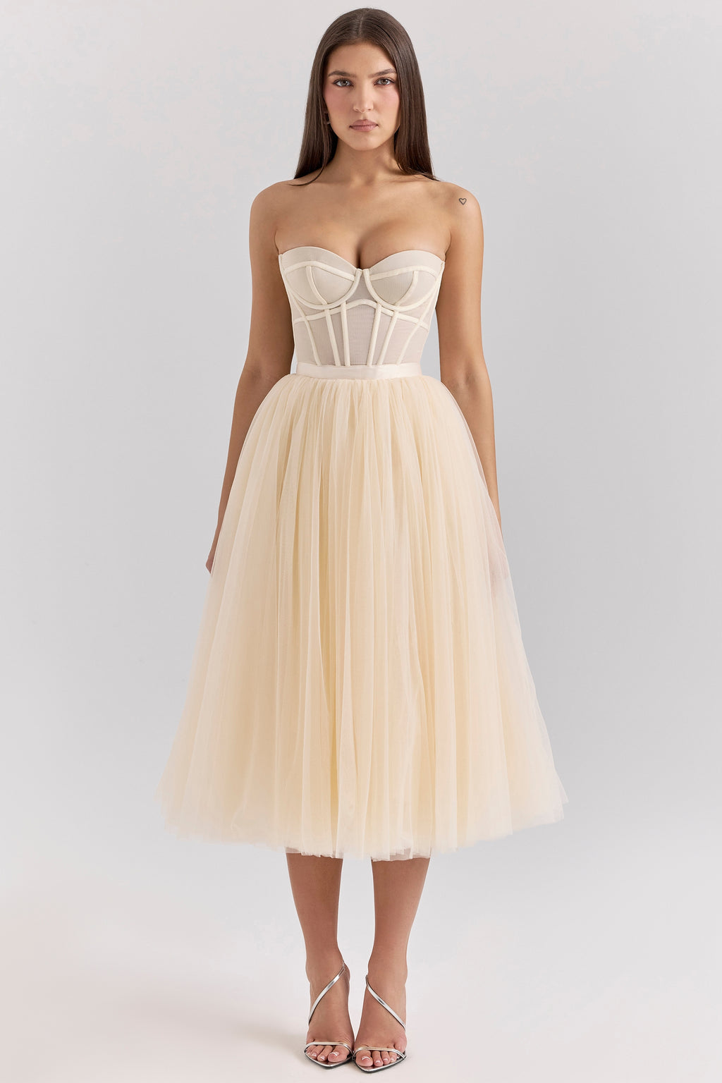 Darling vintage cream tulle midi dress