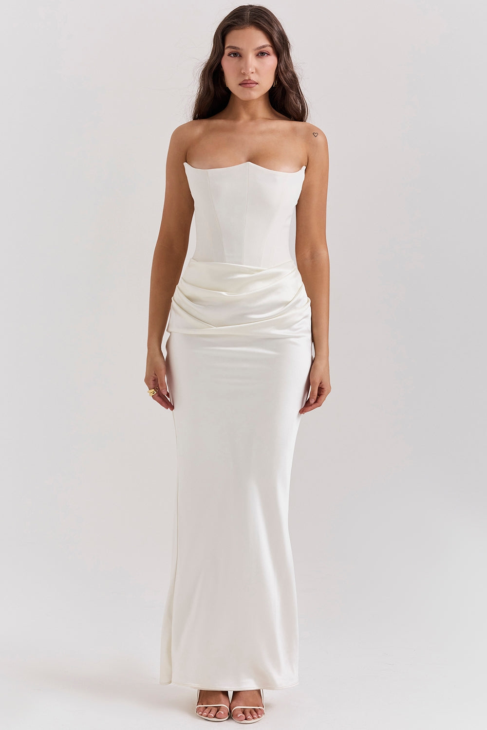 Persephone ivory strapless corset dress