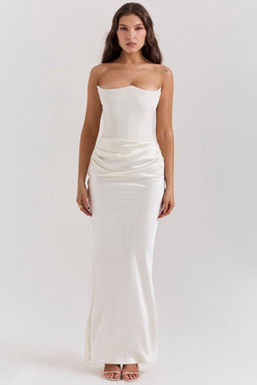 Persephone ivory strapless corset dress