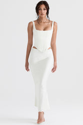 Rafa ivory satin longline corset