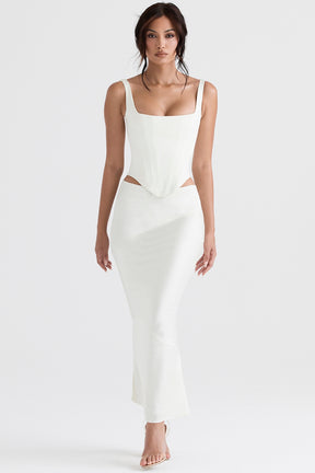 Rafa ivory satin longline corset