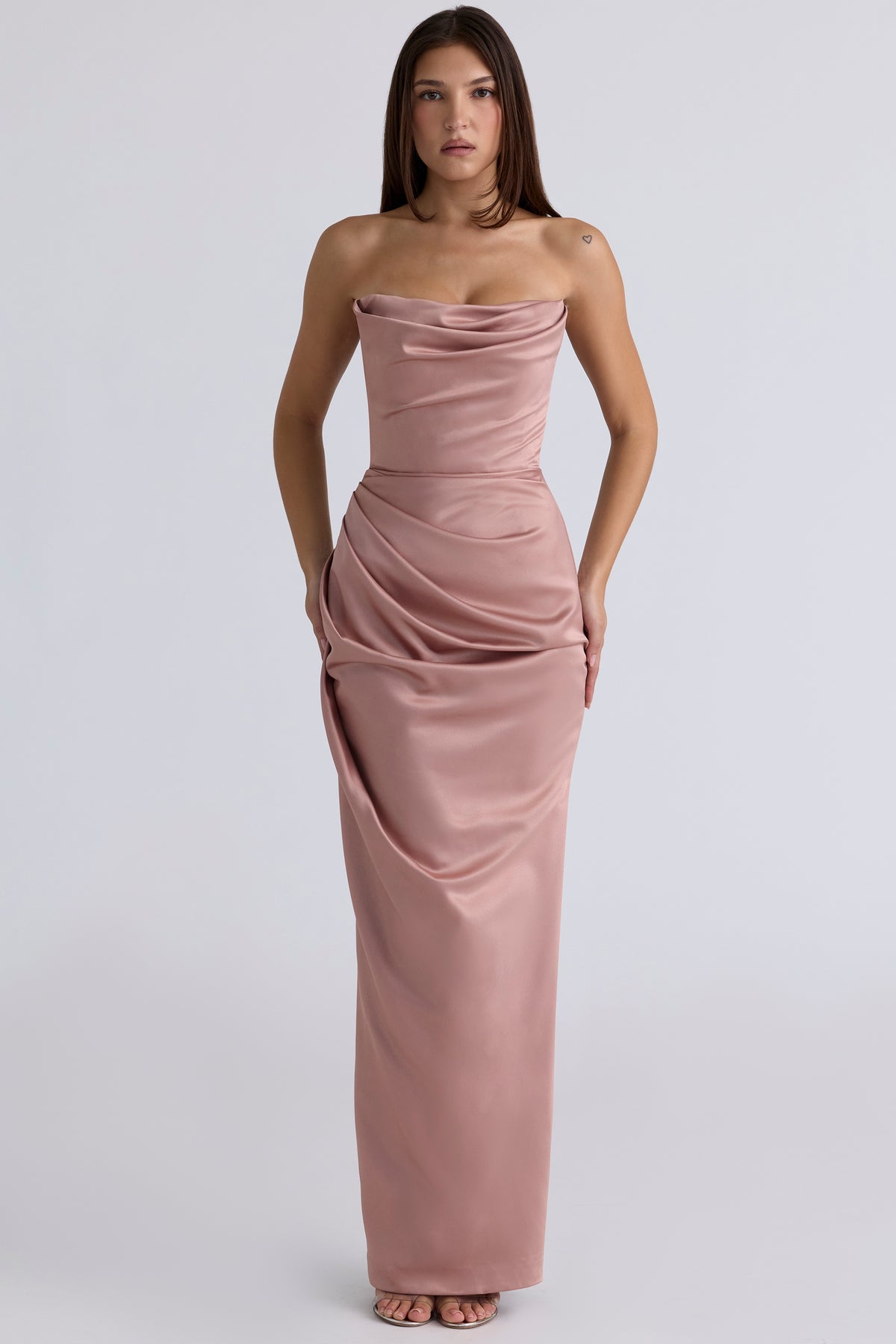 Adrienne blush satin strapless gown Bridesmaid Collection