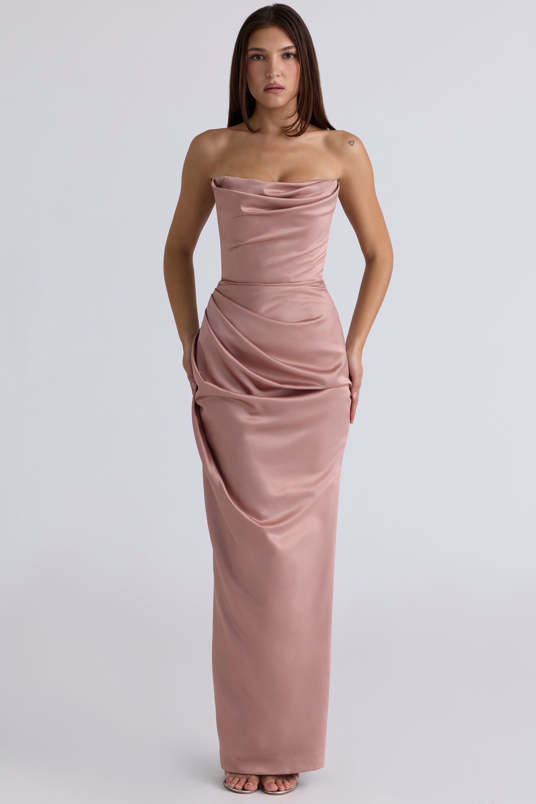 Adrienne blush satin strapless gown Bridesmaid Collection